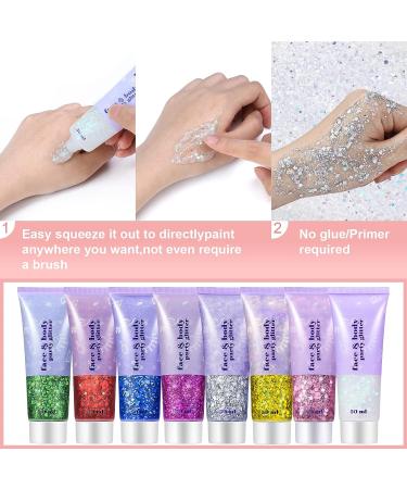 Holographic Purple Body Glitter Gel - Long Lasting Chunky Sequins for Singer Concerts & Festivals - 52g - Buy Online on GoSupps.com