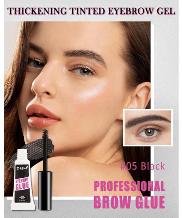 Tinted Eyebrow Gel 2Pcs Black Waterproof Long-Lasting Brow Gel Transfer-Proof Thickening Extreme Hold Eyebrow Glue Without Residue Shapes and Sculpts Brows Natural Eyebrow Makeup for Women-05 05 Black - Buy Online on GoSupps.com