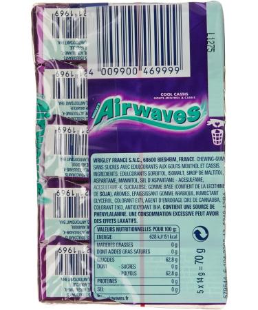 AIRWAVES 5 Etuis de 10 Chewing-Gums sans Sucres aux Go ts Cool Cassis 70g - Buy Online on GoSupps.com