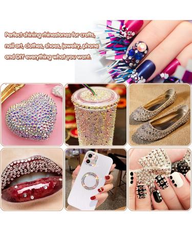 1500-Piece Flat Back AB Crystal & Clear Rhinestone Nail Art Set with Tools - Professional Nail Gems for Salon - Pink - Buy Online on GoSupps.com