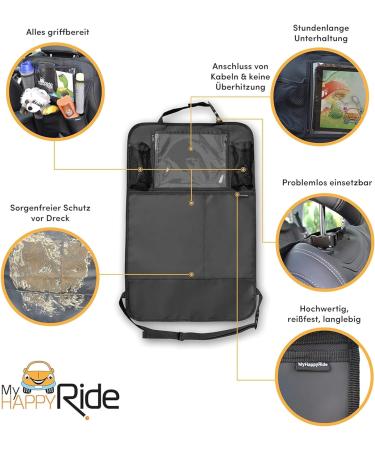 Myhappyride Backrage Protection - 2-Piece Car Back Seat Organizer with iPad/Tablet Compartment | Waterproof Kick-Mat Protection for Kids | Universal Fit - Buy Online on GoSupps.com