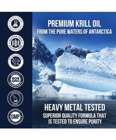 Antarctic Krill Oil 1000mg Extra Strength with Omega-3s, EPA, DHA, Astaxanthin & Phospholipids - 60 Softgels for Brain, Heart & Joint Support - Non-GMO - Buy Online on GoSupps.com