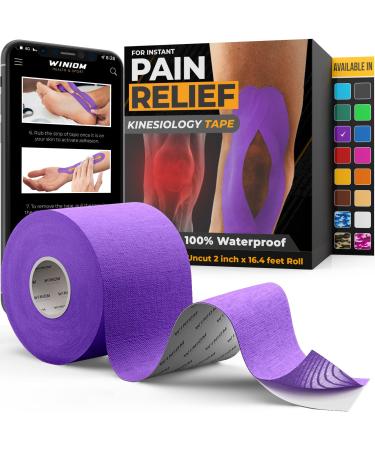 Kinesiology Tape-Incredible Support for Athletic Sports and Recovery+Free Taping Guide-Uncut 2 inch 16.4 feet Roll (Indigo Purple + Free Taping Guide  Pack of 1) Indigo Purple + Free Taping Guide Pack of 1