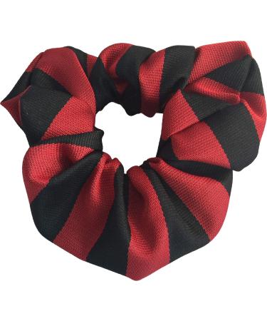Girls School Stripe Elastic Hair Scrunchies (Black & Red)