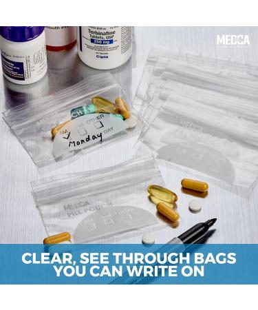 Buy Pill Pouch Bags - Pack of 100 | 4x2.75 | BPA-Free Disposable Zipper Bags for Daily AM PM Medicine Organization | Clear Reusable with Write-on Labels - Buy Online on GoSupps.com