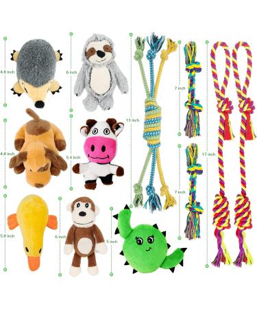 12 Piece Cute Plush Squeak Dog Toys Set | Natural Cotton Puppy Rope & Chicken Tools for Pets | Perfect for Dogs & Puppies - International Shipping - Buy Online on GoSupps.com
