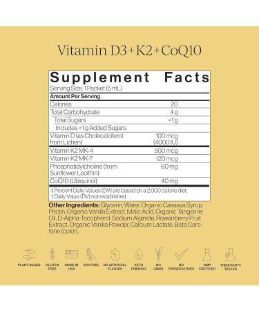 CYMBIOTIKA Liposomal Vitamin D3 + K2 + CoQ10 Liquid Supplement Enhanced Absorption Joint + Bone Health Immune Support Heart Health Gluten Free Soy Free Plant-Based 28 5 mL Packets - Buy Online on GoSupps.com