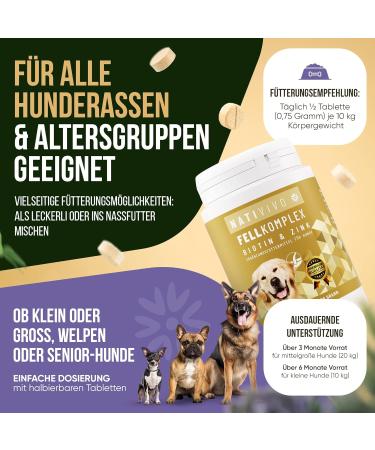 Nativivo High-Dose Probiotic Biotin+Zinc Complex for Dogs & Cats | Test Winner for Shiny Fur Hair Loss Relief & Skin Irritations | Made in Germany - Buy Online on GoSupps.com