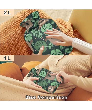 Naanle Palm Leaves Sloth Hot Water Bottle 1L - Transparent Warm Head Hand & Feet Warmer for Pain Relief & Therapy - Buy Online on GoSupps.com
