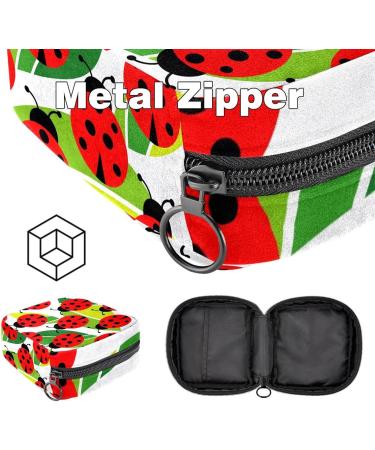 MUOOUM Menstrual Pad Bag Zipper Sanitary Napkin Pouch for Women and Girls - Ladybug on Green Leaves Design - Multi-colored - Buy Online on GoSupps.com