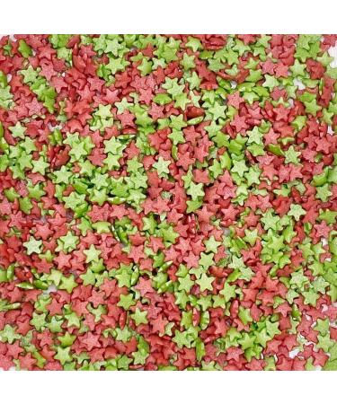Christmas Red and Green Star Shape Cake Topper Sprinkles - Festive Edible Glimmer Sugar Decorations (25g) - Buy Online on GoSupps.com