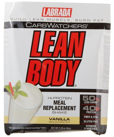Labrada Nutrition Carb Watchers Lean Body Hi-Protein Meal Replacement Shake Vanilla Ice Cream 2.29-Ounce Packets (Pack of 20) Vanilla Ice Cream 20 pak