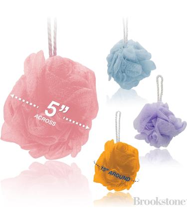 Brookstone 4 Pack Soft Shower Loofah Sponges - Gentle Body Scrubbers for Men and Women - Buy Online on GoSupps.com