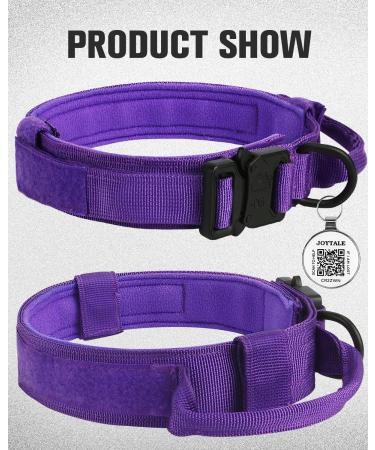 Joytale Tactical Dog Collar with Handle for Large Dogs - Purple LL | QR Code Dog Tag | Durable & Adjustable - Buy Online on GoSupps.com
