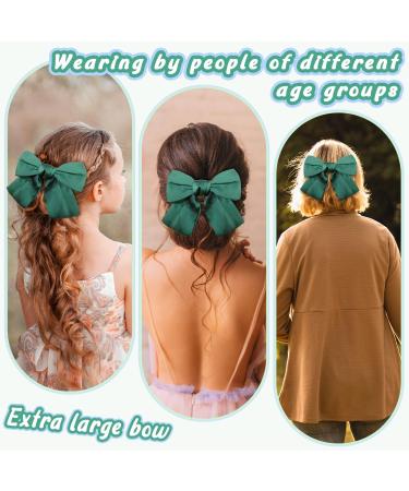Bow Hair Clip Duckbill Clip Hair Bows for Women Big Bowknot Hairpin French Hair Clips with Ribbon Solid Color Hair Barrette Clips Soft Satin Silky Hair Bows for Women Girls(dark green-1pc) - Buy Online on GoSupps.com