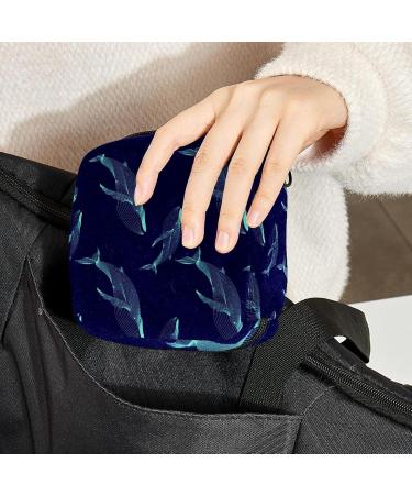 Shop Stylish Menstruation Pad Bag with Zipper | Whale Marine Pattern | Women's Napkin & Tampon Collection Bags - Buy Online on GoSupps.com