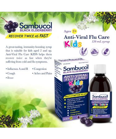 Sambucol Black Elderberry for Kids 120 Milliliter & Black Elderberry Cold & Flu Kids | Relieves Cold & Flu Symptoms | Immune Support & Antioxidant | Gluten Free | 24 Chewable Tablets blue SUPPLEMENT + MEDICATION - Buy Online on GoSupps.com