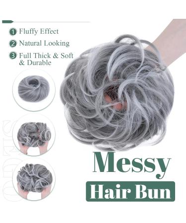 Buy SEGO Gray Hairpiece with Elastic Band - Large Bun Hair Extensions Ponytail Braid & Hair Tie for Women (55g) - Buy Online on GoSupps.com