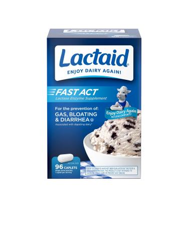 Lactaid Fast Act Lactose Intolerance Relief Caplets with Lactase Enzyme, 96 Count 96 Count (Pack of 1)