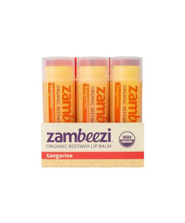 ZAMBEEZI Organic Fair Trade Beeswax Lip Balm - Tangerine 3 Pack - Ethically Sourced Tangerine 0.15 Ounce (Pack of 3)