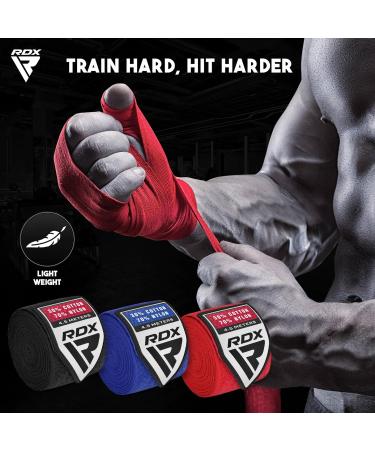 RDX 4.5m Professional Boxing Bandages - MMA Muay Thai & Kickboxing - Elastic Hand Wraps with Thumb Loop - Pack of 3 for Training - Buy Online on GoSupps.com