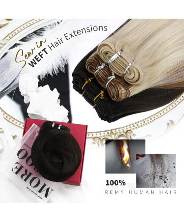 Moresoo 14 Inch Darkest Brown Human Hair Weft Extensions - 100g/Pack #2 | Sew in Brown Human Hair Extensions - Buy Online on GoSupps.com