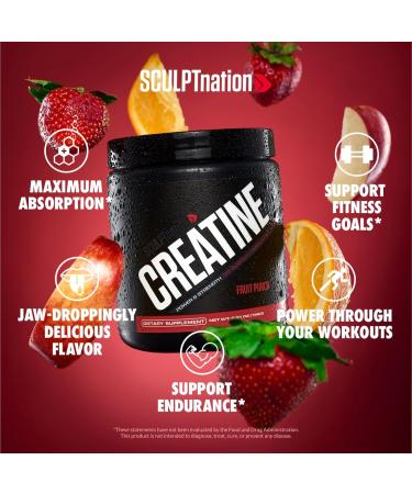 Sculpt Nation Creatine by V Shred - Premium Monohydrate Powder for Muscles & Energy - Fruit Punch Flavor - 30 Servings Optimize Performance Globally - Buy Online on GoSupps.com