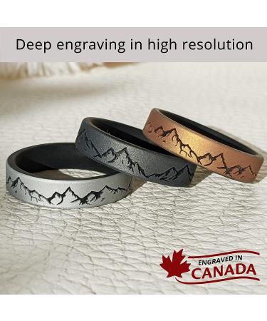 Knot Theory Mountain Forest Waves Silicone Ring - Dual Layer Engraved - Breathable Comfort Fit 6mm Rubber Wedding Band - Antique Gold Size 4/4.5 - Buy Online on GoSupps.com
