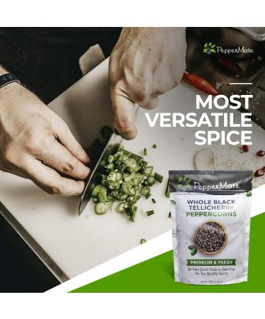 PepperMate Tellicherry Peppercorns - 12 oz Resealable Bag of Premium Whole Black Peppercorns for Grinder Refill - Gourmet Spicy Peppercorns - Buy Online on GoSupps.com