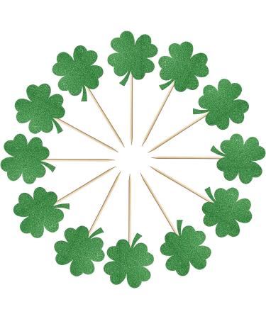 Leetaivie 24 Pcs Four- Leaf Clover Cupcake Topper Green Glitter Lucky Four- Leaf Clover Cupcake Topper St. Patrick's Day Theme Birthday Party Cupcake Decorations - Buy Online on GoSupps.com