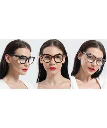REAVEE 3 Pack Retro Oversized Reading Glasses for Women - Blue Light Blocking Square Readers with Spring Hinge in Black Tortoise & Grey Tortoise (1.25x - Buy Online on GoSupps.com
