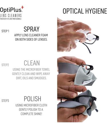 OptiPlus Ultrasoft Foam Lens Cleaner & Microfiber Cloth | Streak-Free Glasses Cleaning Solution - International Shipping Available - Buy Online on GoSupps.com