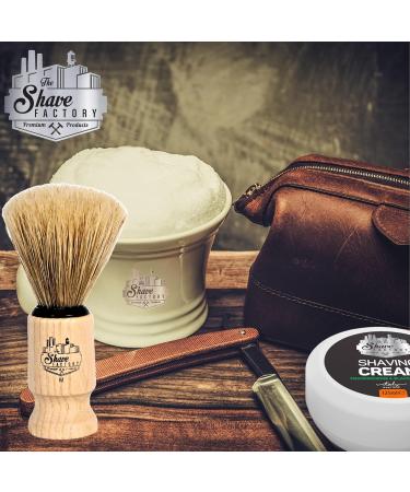 100% Pure Boar Bristle Shaving Brush - Medium Beech Wood Handle | The Shave Factory for Ultimate Shave Experience - Buy Online on GoSupps.com