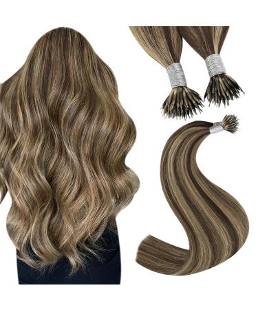 Youngsee nanoring Extensions real hair brown 35cm nanoring hair extensions brown blonde nanoring hair recovery real hair nano rings hair nano extensions real hair nano beads cold fusion 50g #p4/27 35 cm-nano 2-3- #p4/27