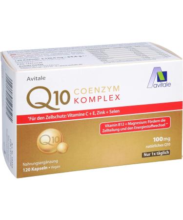 Avitale Coenzyme Q10 Complex Capsules - 100mg Plant-Based Q10 & Vitamin C - 120 Count for Energy & Antioxidant Support - Buy Online on GoSupps.com