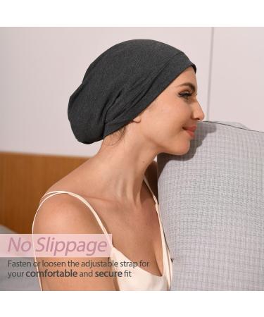 Silk Lined Sleep Cap for Curly Hair - 100% Mulberry Silk Bonnet in Grey | Hat Hut - Buy Online on GoSupps.com