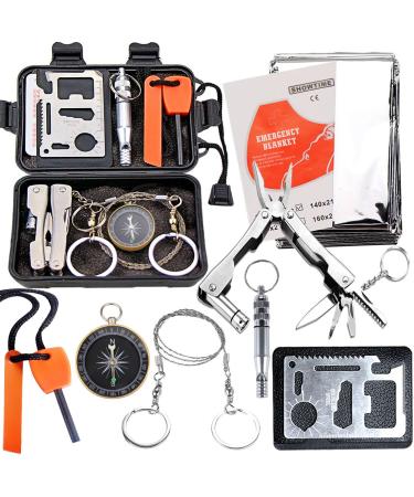 EMDMAK Survival Kit Outdoor Emergency Gear Kit for Camping Hiking Travelling or Adventures Basic