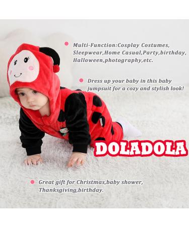 Doladola Unisex Baby Ladybug Romper | 3-6 Months Flannel One Piece Pajamas - Buy Online on GoSupps.com