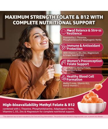 L-Methylfolate 15mg Plus Methyl B12 2 000mcg Gummies Active 5-MTHF with CoQ10 Magnesium TMG B2 B6 PS Bacopa L-Theanine Extra Strength Methylation Support for Cognitive & Brain Health 60 Cts 60 Count (Pack of 1) - Buy Online on GoSupps.com