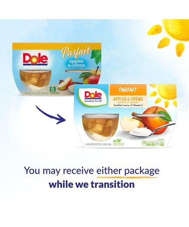 Dole Fruit Bowls Low Fat Apples and Creme Parfait Gluten Free Healthy Snack 4 Oz 24 Total Cups - Buy Online on GoSupps.com