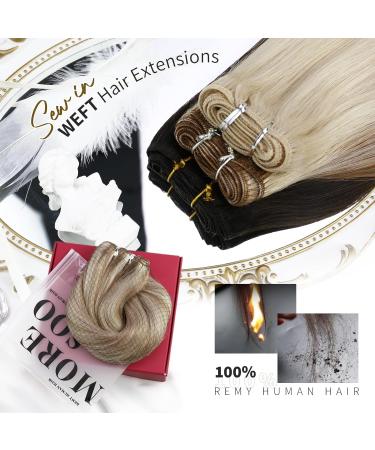 Moresoo Blonde Weft Hair Extensions Sew in Double Weft Human Hair - Light Brown/Platinum Blonde 20 100g/Pack - Buy Online on GoSupps.com