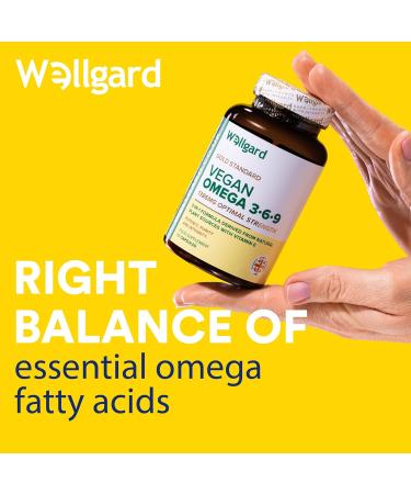 High Strength Vegan Omega 3 6 9 Capsules by Wellgard - 1386mg Flaxseed Oil with Alpha Linolenic Acid (ALA), Linoleic Acid (LA), Vitamin E - Buy Online on GoSupps.com