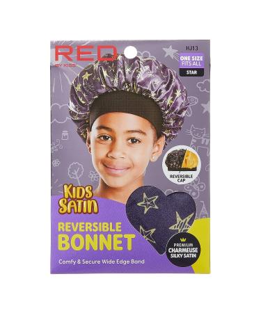 Red by Kiss Kids Reversible Satin Bonnet Sleep Cap for Boys and Girls - Star Design | Silk Night Sleep Cap | Multi Color - Buy Online on GoSupps.com