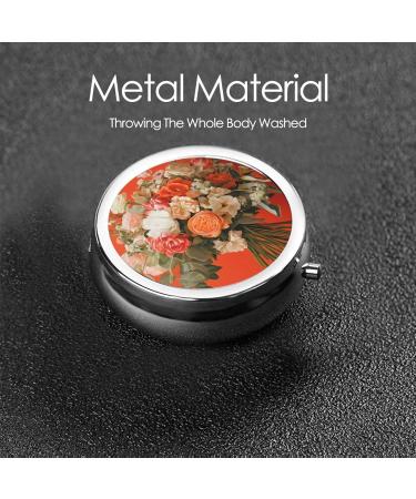Colourful Flowers Portable Metal Pill Box | Round Mini 3-Compartment | Travel Essential for Small Pills | Hinged Fastening Design | International Shipping Available - Buy Online on GoSupps.com