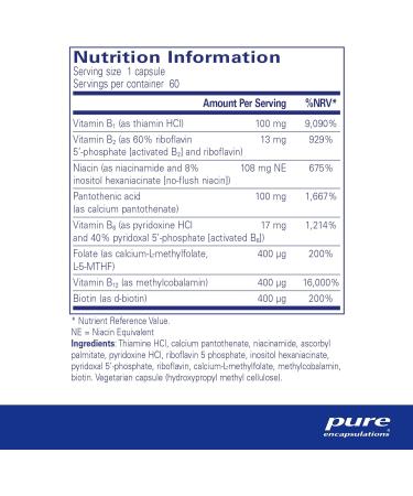 Pure Encapsulations Vitamin B-Complex Plus 60 Capsules - Active Folate Formula - Buy Online on GoSupps.com