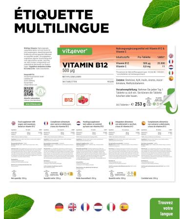 Vitamin B12 Vegan - 365 sucking tablets with raspberry taste - Premium: Methylcobalamin active - High dosed - Buy Online on GoSupps.com
