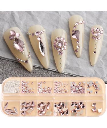 FEIlei 12 Grids Box Set Flat Back Rhinestones and Small Round Diamond Combination for DIY Nail Art Accessories Crystals - Buy Online on GoSupps.com