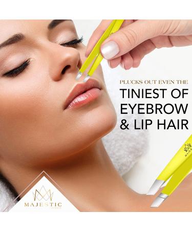 Majestic Bombay Yellow Fine Point & Slant Tweezers Set for Precision Hair Removal â€“ Stainless Steel, Ideal for Splinters, Ticks, & Brow Grooming - Buy Online on GoSupps.com
