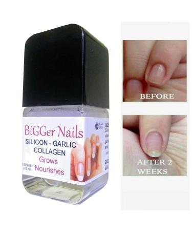 Nails Growth Thickener Gel - BiGGer Nails with Silicon Garlic Extract Collagen Jojoba Oil & Vitamin E for Stronger Healthier Nails - International Shipping Available - Buy Online on GoSupps.com
