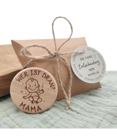Decision coin Mama Papa gift for birth decision aid for parents young girl pregnancy gift idea wood coin pregnancy gift with gift packaging